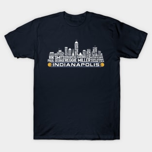 Indiana Basketball Team All Time Legends, Indianapolis City Skyline T-Shirt